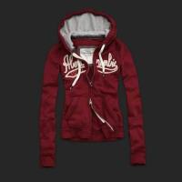 dames abercrombie fitch pullover zip est donkerrood On Sale Discount pok18209